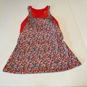 Lululemon Athletica Mesh With Me Tank Women Size 4 Prism Petal Pink Floral Print
